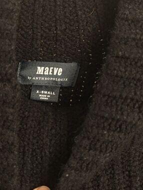 Maeve by Anthropologie Boxy Black Knit Wool Blend Cardigan XS Extra Small